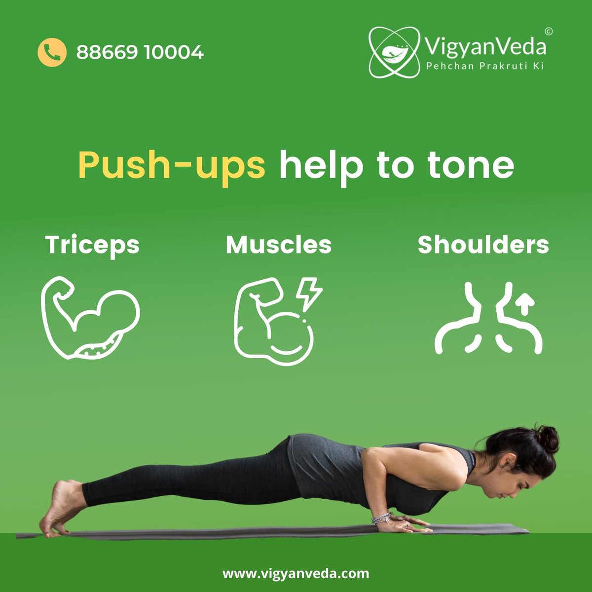 vigyanveda's tweet photo. Exercise like push up can help you achieve a toned body. Repeat the exercise regularly and see effective results.
๐https://t.co/iBNs8I8a3c
๐ฒ 8866980101
#vigyanveda #weightlosskit #weightloss #healthchoice #weightmanagement #completeweightloss #soulfly #vitarich #nutritional https://t.co/rmGF2RxaYw