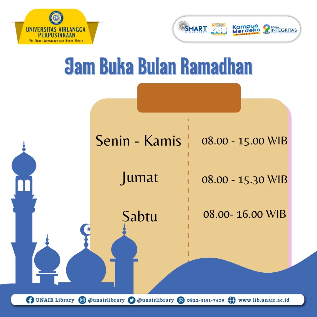 unairlibrary's tweet photo. #infojambuka
#ramadhan2022
#unairlibrary https://t.co/mfGKl9atVF