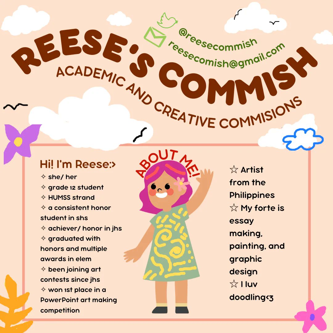 ReeseCommish's tweet photo. Magandang araw #commstwt! I'm Reese, ready to help u with your acad backlogs and art/ creative commissions!

Kindly read my comm sheet below♡ dm me for inquiries✧

( lf academic commissioner creative infographic poster essay client artist module kpop writing graphic design ) https://t.co/tuoijFQBIU