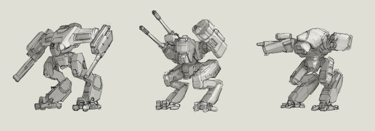 「A variety of early weapon and mech explo」|Mike Doscherのイラスト