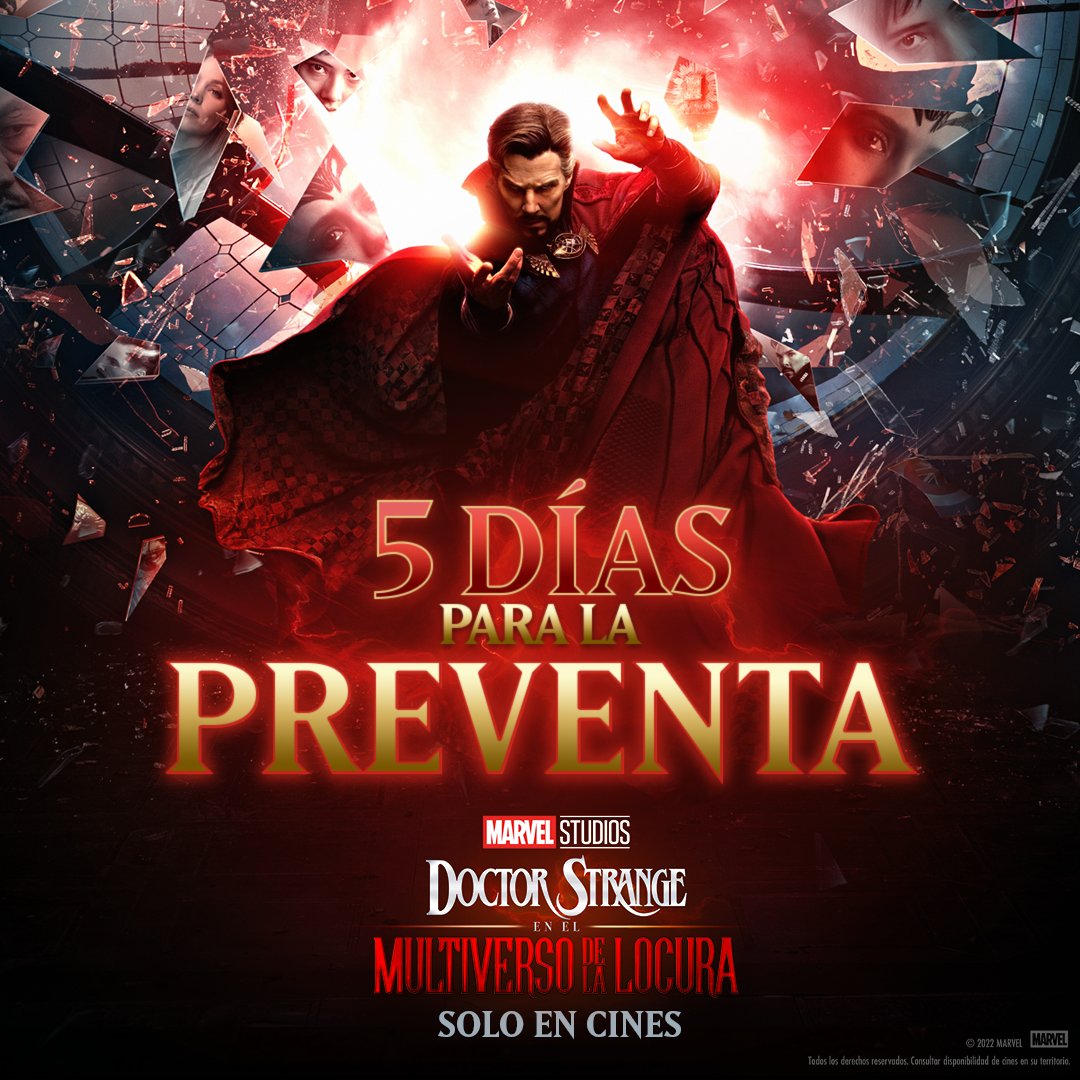 CinesUnidos's tweet photo. 🚨 ¡ATENCIÓN CINÉFILO! 🚨

¡CONFIRMAMOS! En 5 días inicia la preventa de boletos para #DoctorStrange en el #MultiversoDeLaLocura en nuestras salas 🤩🎬

¿Estás listo? 👀

Menciona a tu team cinéfilo

#CU #CinesUnidos @CinecolorVE https://t.co/hBPp9MxEj2