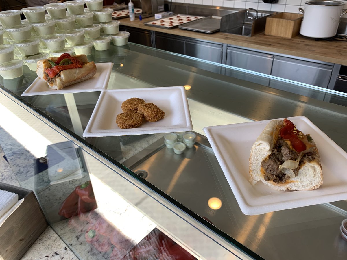 ThirdandKing's tweet photo. From @PublicHouseSF are house-made snacks, including a homemade Doritos style chip. And Club Level eats include @ImpossibleFoods cheesesteaks and nuggets, plus a new crazy good strawberry shortcake at the Sweet Shop cart. https://t.co/FADLBnpDKW