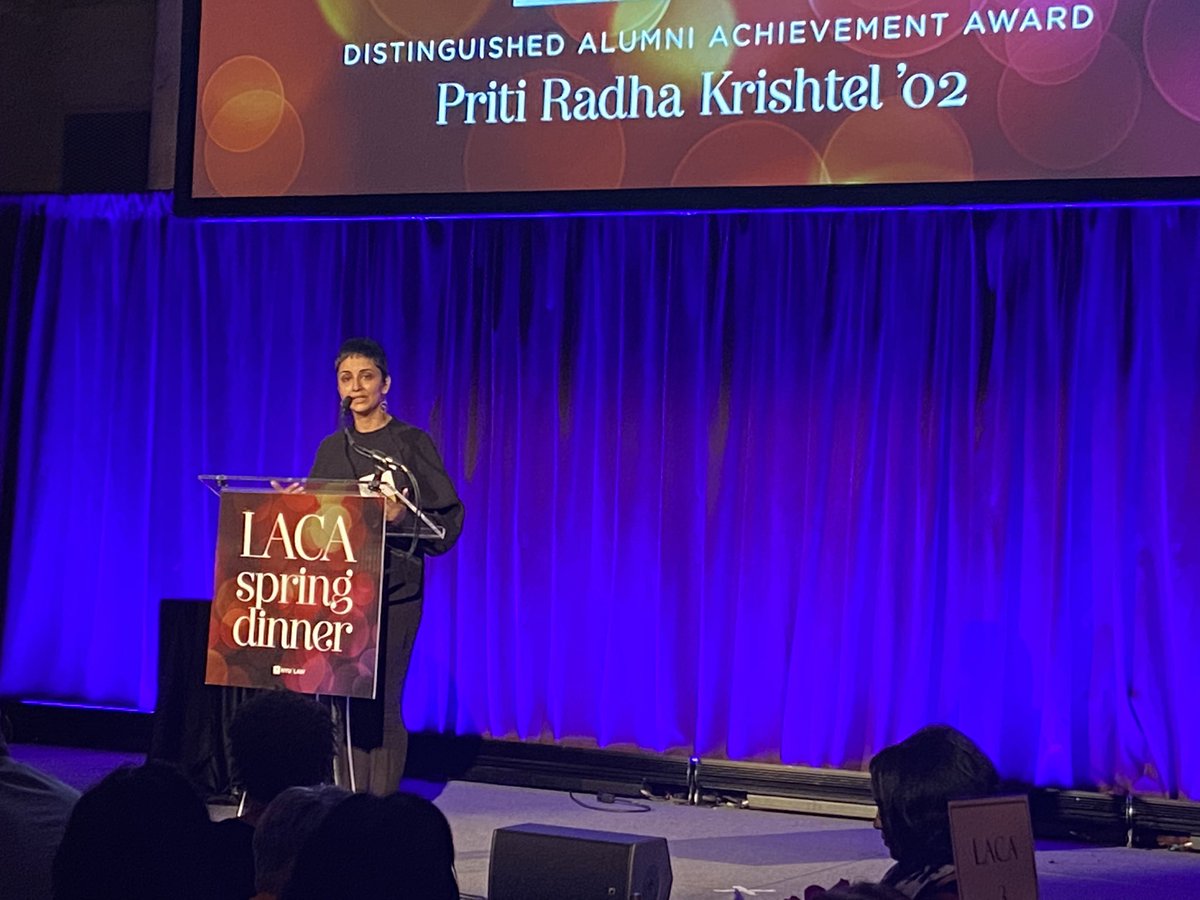 nyuLACA's tweet photo. Distinguished Alumna @pritikrishtel discussing inequity in patents, medicine, and vaccines and how young people must and will transform these systems. She’s an inspiration. #LiftAsWeClimb #NYULacaSpringDinner2022 https://t.co/i6FGCfVzkC