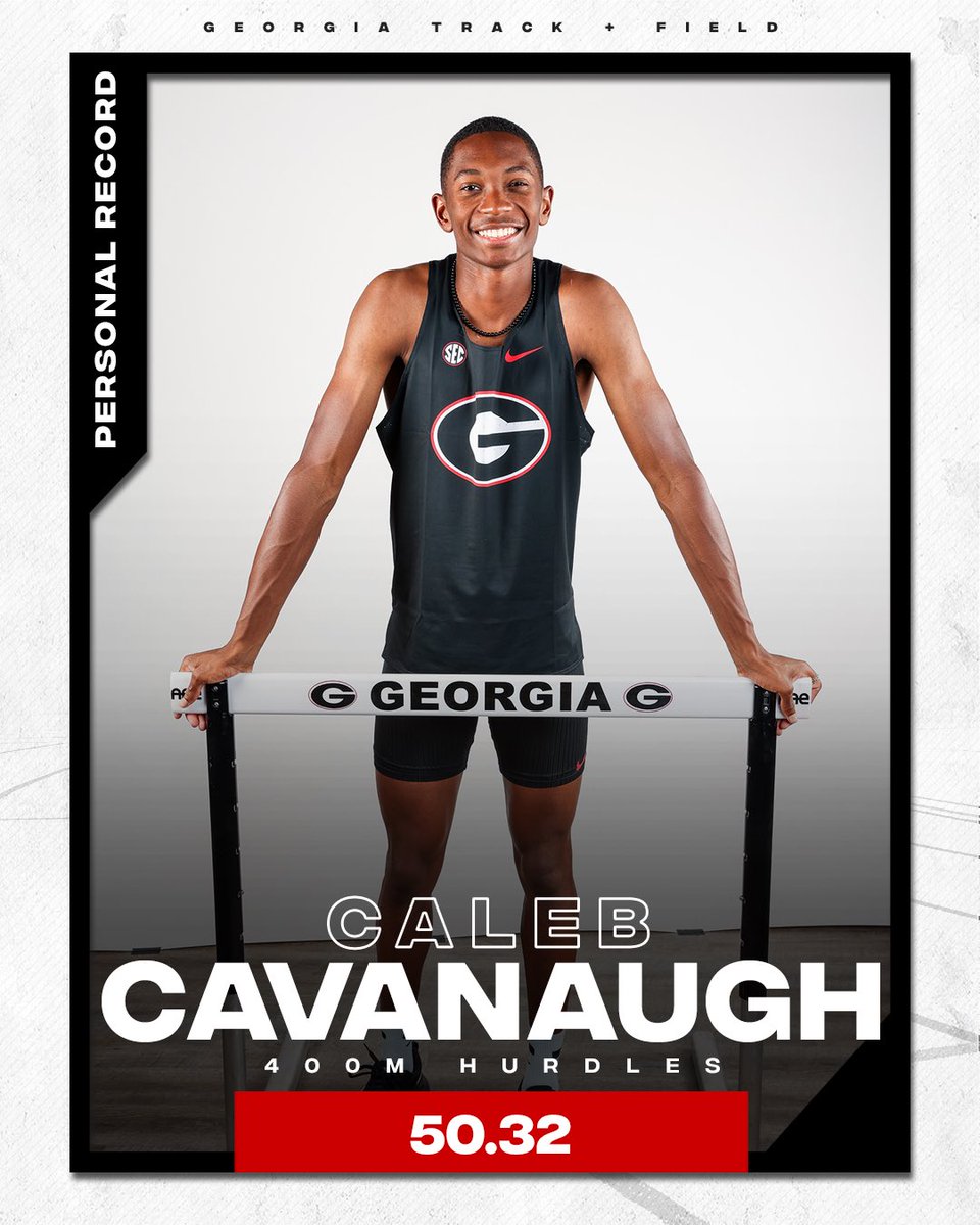 UGATrack's tweet photo. Caleb Cavanaugh celebrated his birthday yesterday and set a new personal best of 50.32 in the 400m Hurdles today. That’s a pretty 🔥 birthday present 🥳🎉

#GoDawgs  #FLRelays https://t.co/xfuojLThO3