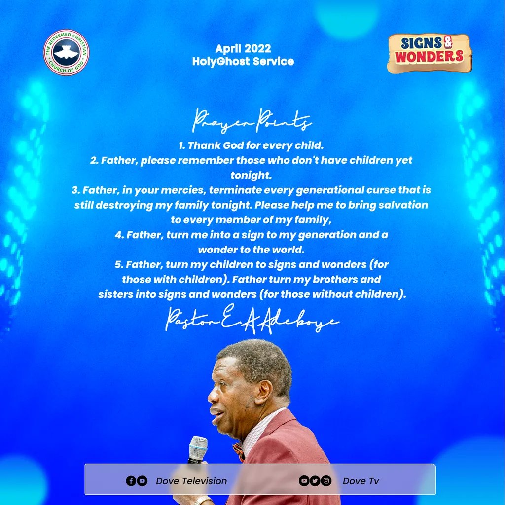 dovetv's tweet photo. Prayer Point from Pastor E.A. Adeboye at the 2022 Special Holy Ghost Service dedicated for Children.
#DoveTelevision
#RCCG
#AprilHolyGhostService
#signsandwonders
#children
#OhPrimeTv https://t.co/UjCzkOrxVI