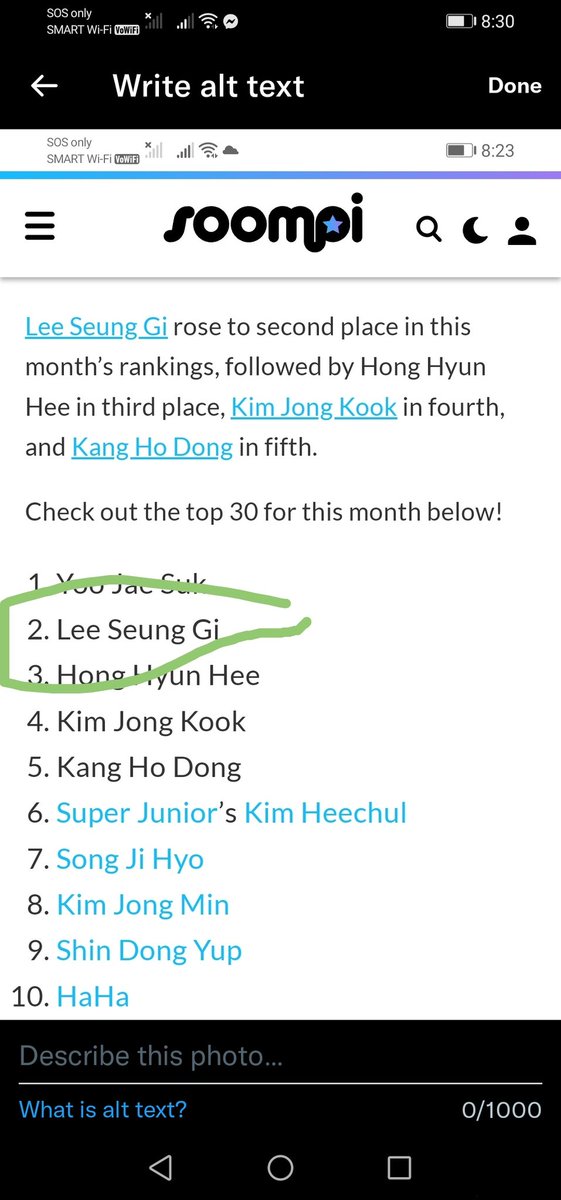 LSGAshleyclaire's tweet photo. Wow #LeeSeungGi is on the 2nd place 🥰 Congratulations 👏👏👏

#HumanMade
#HumanMadeByLeeSeungGi https://t.co/YS3quarv2E