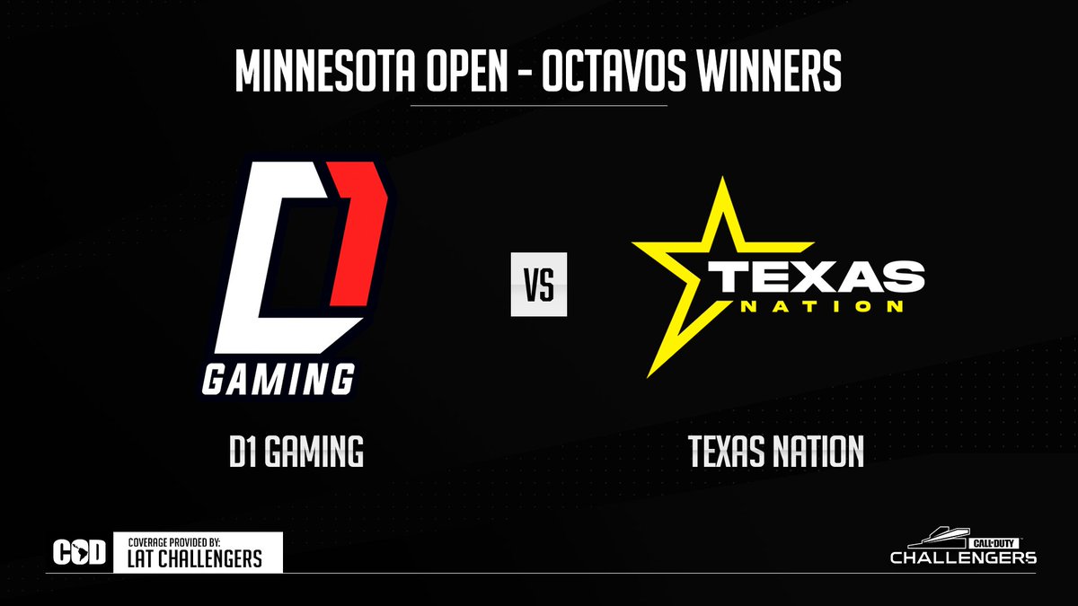 Mañana, 11:00 ET, contra el mejor de NA

Open de Challengers de Minnesota | Octavos de final de ganadores (Bo5)

<a href="/D1Gamingoficial/">D1 Gaming</a> (16) vs <a href="/TexasNationCOD/">Texas Nation</a> (1) (Breszy General Havok KiSMET)