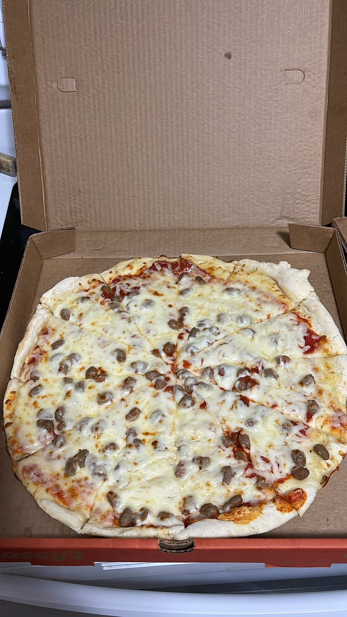 dustywiegert's tweet photo. Uhhhh hey @caseysgenstore when did you start delivering barely cooked pizzas?? https://t.co/Wtg2JxJ0YI