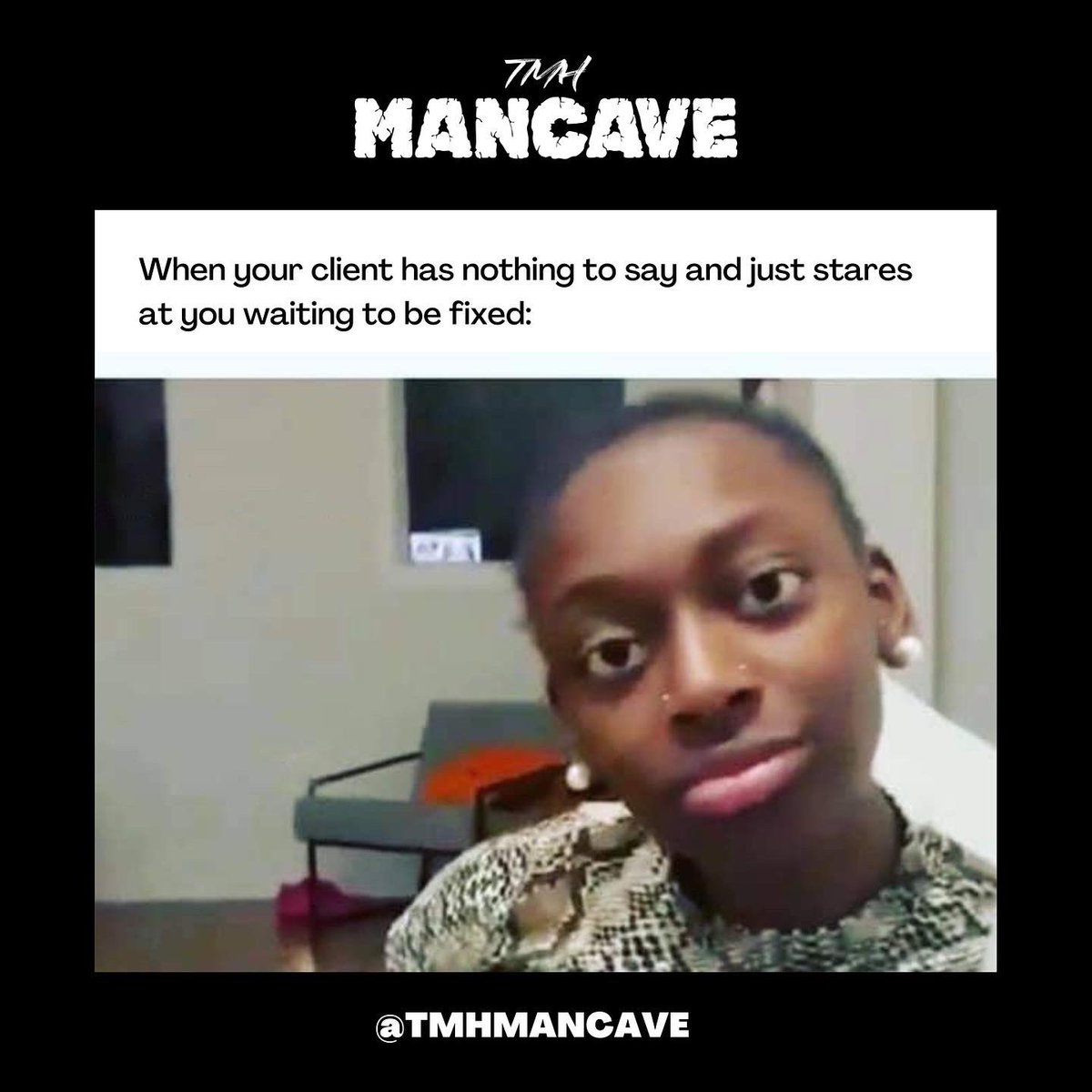 TMHMANCAVE's tweet photo. Both of us just sitting there. I’ve got time 🥱😩😂

📲 Follow us @TMHMANCAVE

#TMHMANCAVE #mentalhealthmeme #therapyforblackmen #procrastination #blackmenmentalhealth #laughatmypain #blackmentalhealth #blackfemaletherapist https://t.co/ft9z0A1LRw