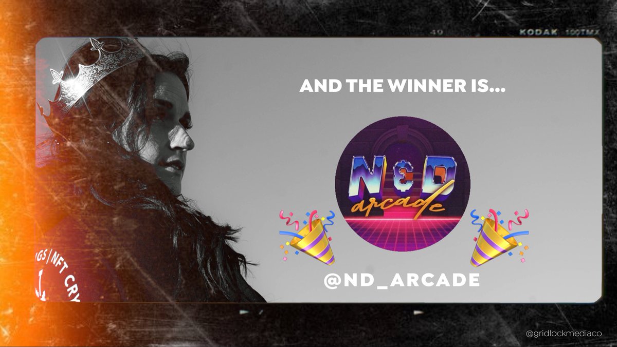 gridlockmediaco's tweet photo. And the winner is… 🥁 

@ND_Arcade Congrats! 🎉

Now, should we run this contest again tomorrow? 👀 #NFTGiveaway https://t.co/zkQVprupnM