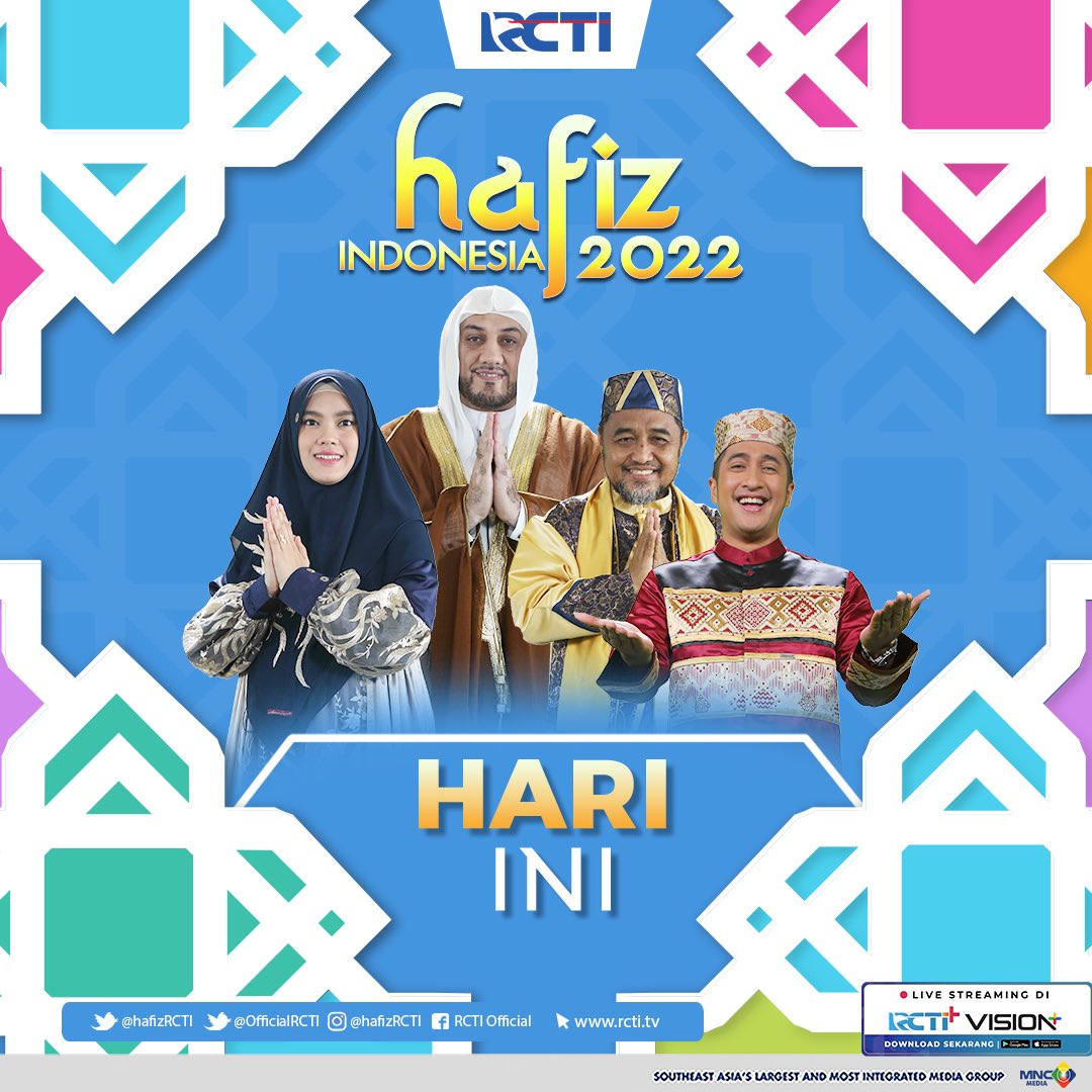 Alhamdulillah, hari ini #HafizIndonesia hadir menemani siang kamu selama bulan Ramadan.

Gimana sudah siap, Sahabat Hafiz? Insha Allah Siap 🤲🏻

Mulai pukul 13.00 WIB
#HafizIndonesia2022
#CintaAlQuran