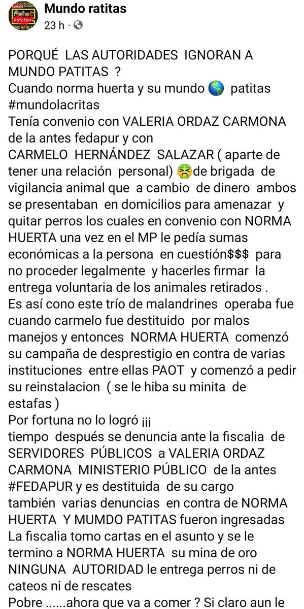 Caruza5's tweet photo. Ya no le entregan perros porque ya saben que  clase de basura 🚯 eres 
Se te acabó tu trafico de influencias 
A mano de VALERIA ORDAZ CARMONA DE LA ANTES FEDAPUR 
Y CARMELO HERNÁNDEZ  DE BRIGADA DE VIGILANCIA https://t.co/r6Dc5fROPw