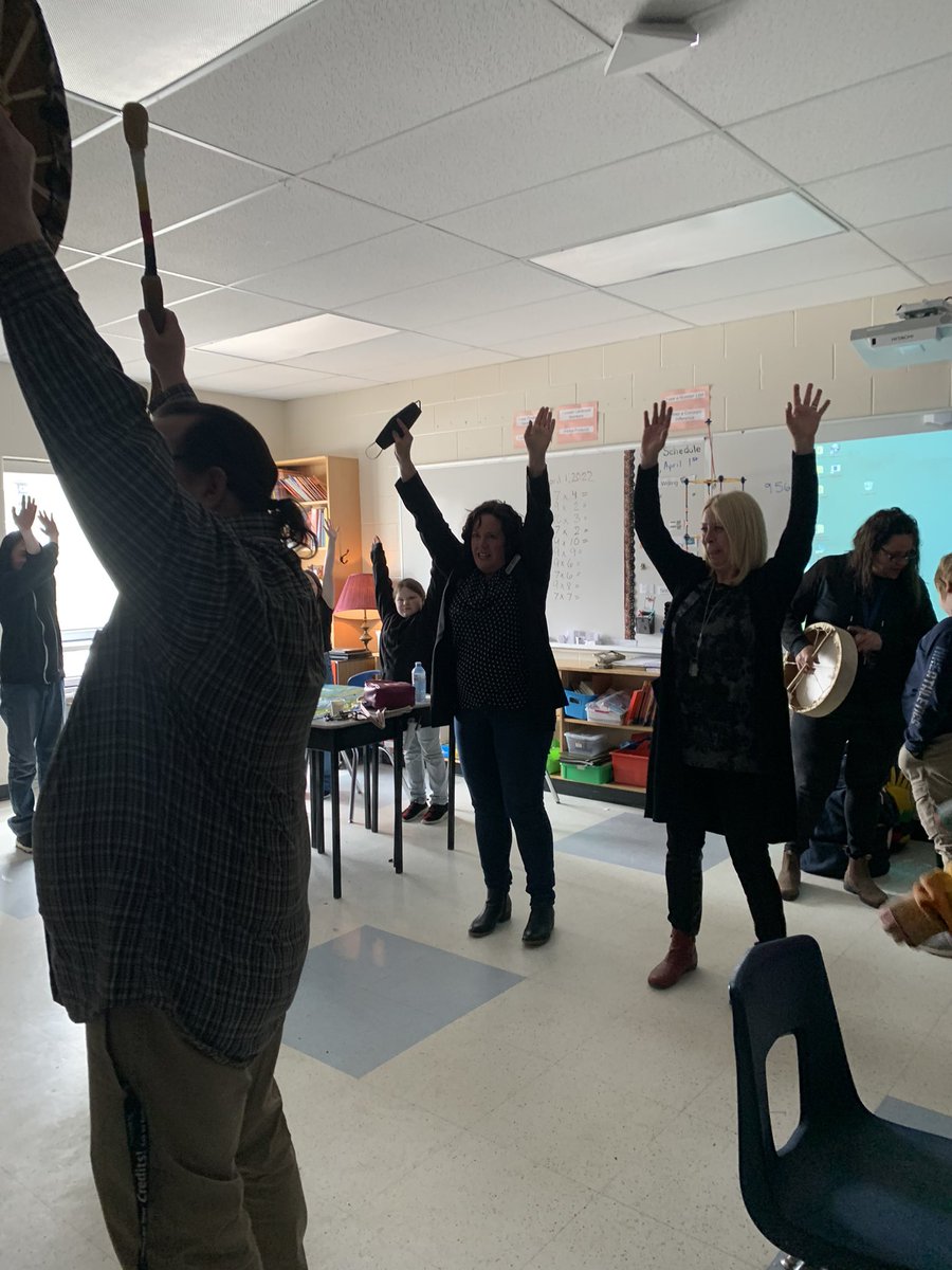 TroyMaracle's tweet photo. On this significant day it was a pleasure to be part of this special lunch and learn at @YorkRiverPS Mr. Trevor &amp; Marsha from @NHHSRocks shared good words &amp; songs.  Bonus was Director @KatMacIver &amp; Steven Hunter from the Kijicho Manito Madaouskarini Algonquin First Nation joined. https://t.co/IxMmRc6mRV