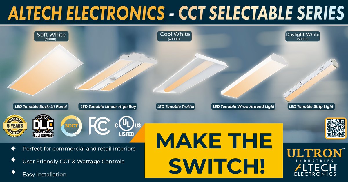 AltechElctrnics's tweet image. Introducing Altech&apos;s new CCT Selectable Series! Each fixture features CCT &amp;amp; Wattage Controls making them perfect for a wide variety of commercial and retail interior applications.

 Contact us to order while supplies last!

#ledlighting #energysaving #ledlightingsolutions