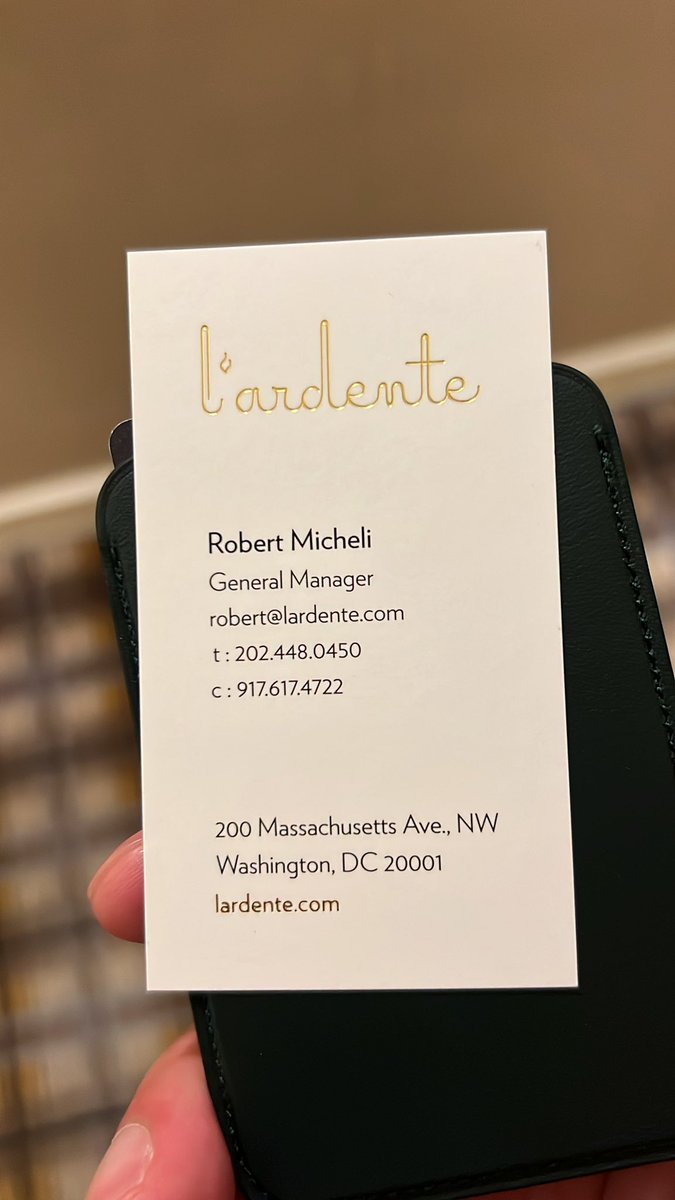 jonathanchanUK's tweet photo. This is the business card you need in DC. Robert, I’m glad you were there to find me a seat at @lardentedc so I could try your wonderful lasagne. Thank you! https://t.co/JSs75NnMEK
