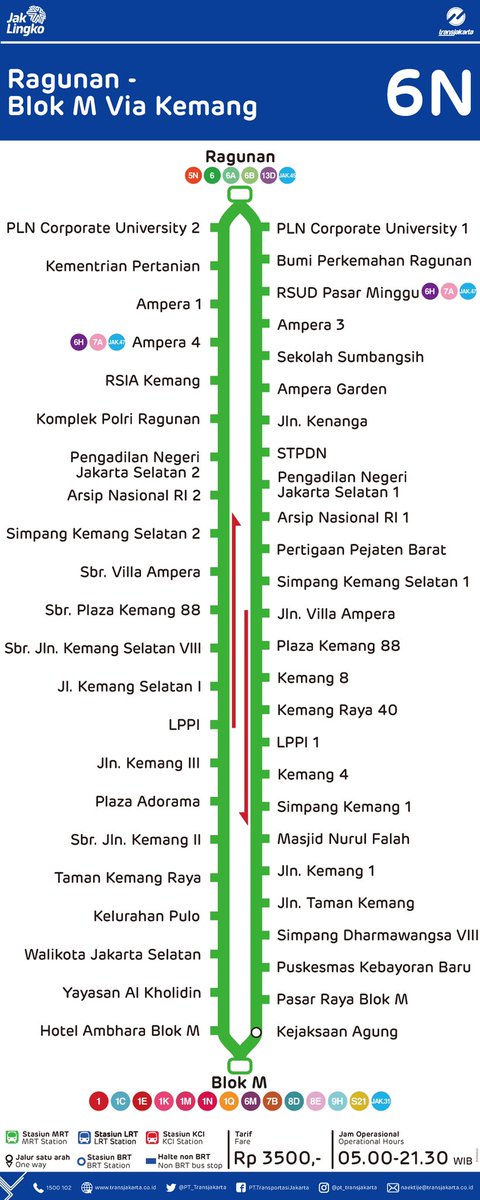 PT_Transjakarta's tweet photo. #INFOTRANSJAKARTA | Selamat pagi, Sahabat TiJe!

Mulai 4 April 2022, layanan rute 6N: Ragunan - Blok M akan melayani pelanggan di Halte Kejaksaan Agung.

Lihat peta rute selengkapnya pada peta di bawah ini.

#AyoNaikTransjakarta https://t.co/gN6lc0hRAz