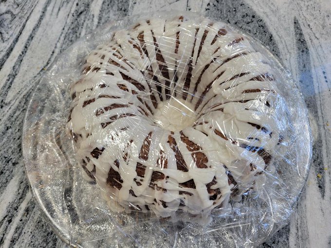 I've been baking today.  But look past the saran wrap (LOL) https://t.co/pLoSs5ql3l