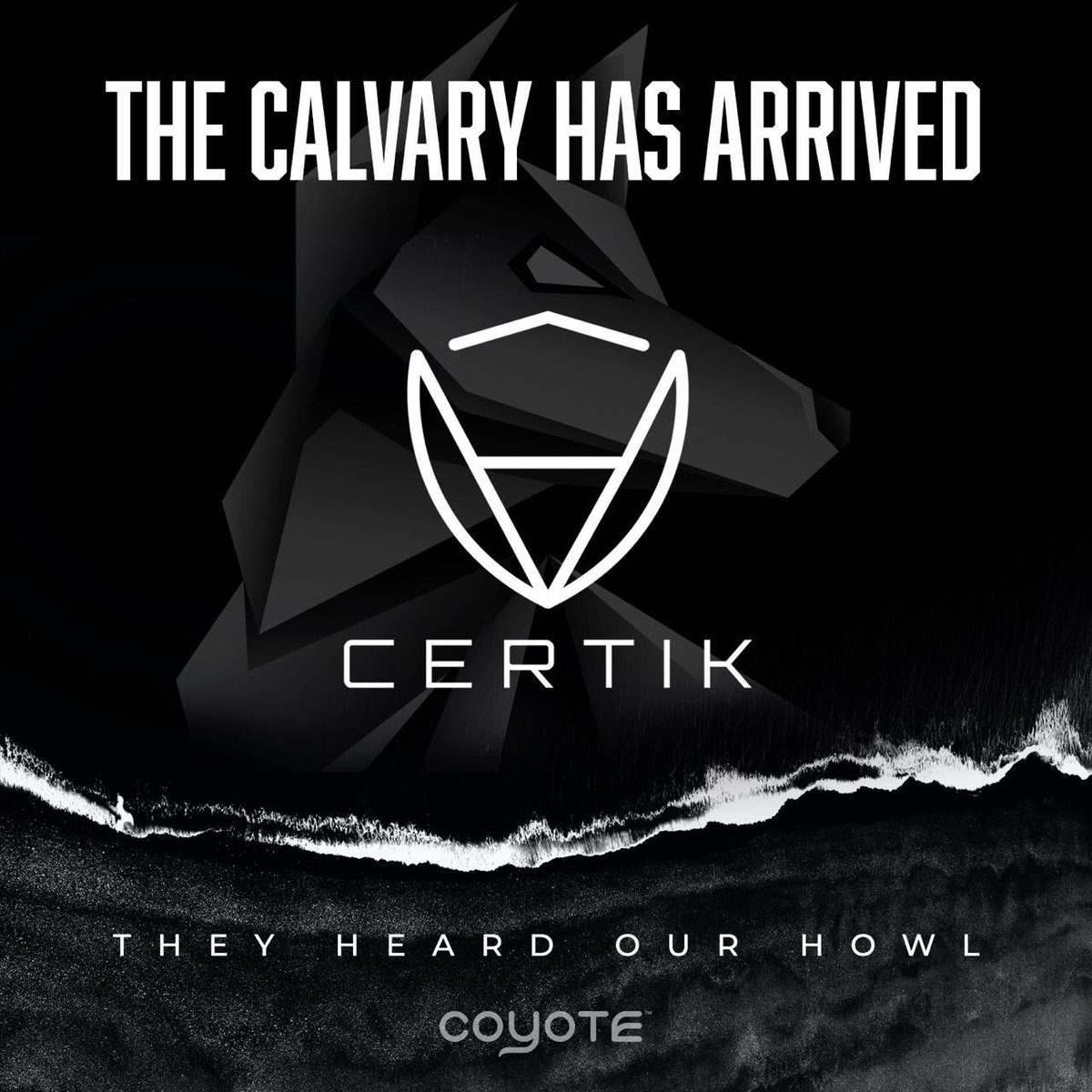 TheCoyoteCoin's tweet photo. We blew the Cavalry horn.
And Certik heard it....

Now Launching After Certik Stamped. #coyote #coyotecoin #howl #crypto #cryptocurrency #100XGEM https://t.co/6pPvqWWdcz