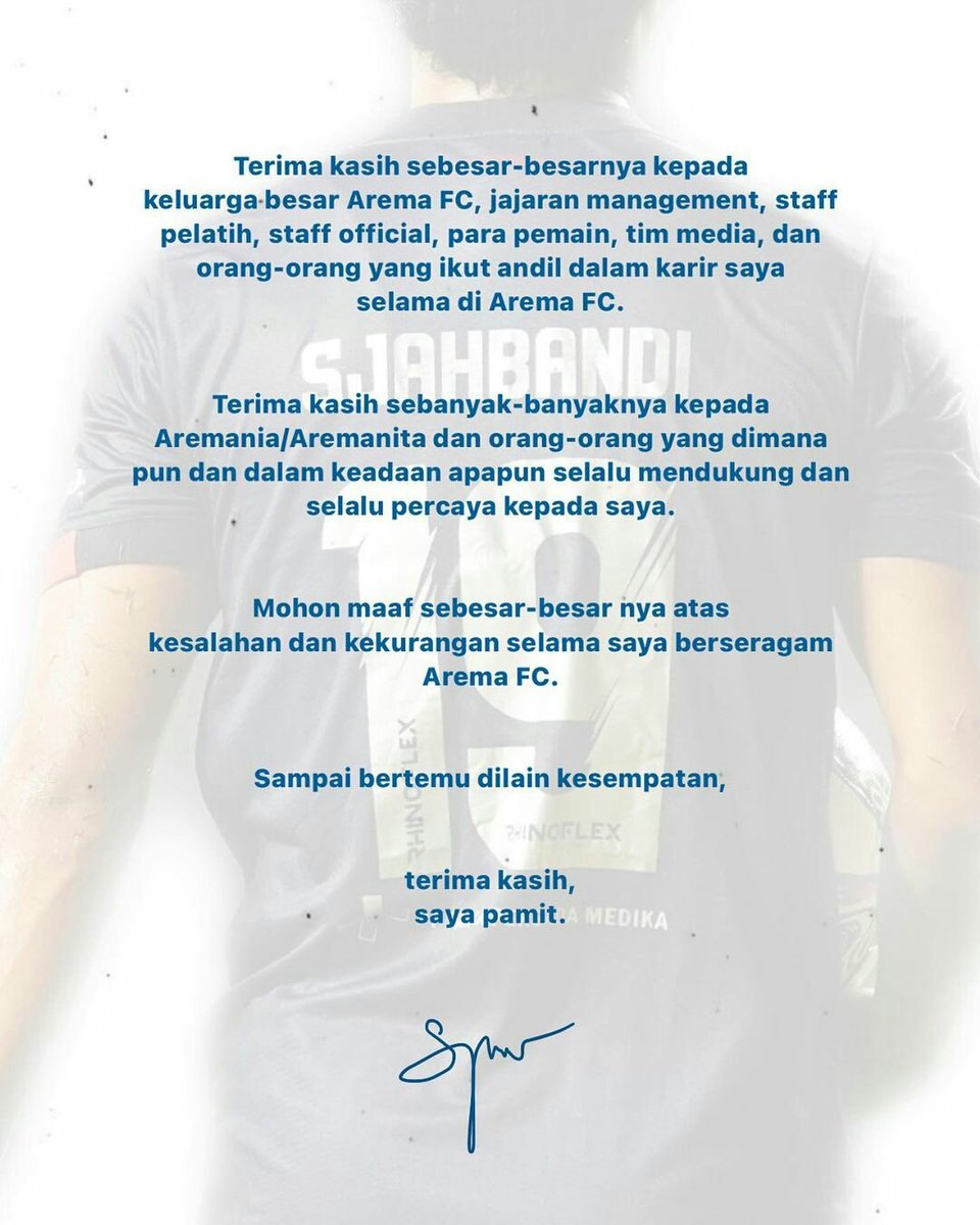 OngisnadeNet's tweet photo. Nuwus Hanif sudah berjuang bersama AREMA FC. Sukses di klub barumu.
#aremafc #solidarity #aremania #Ongisnade #salamsatujiwa https://t.co/eUE07b8310