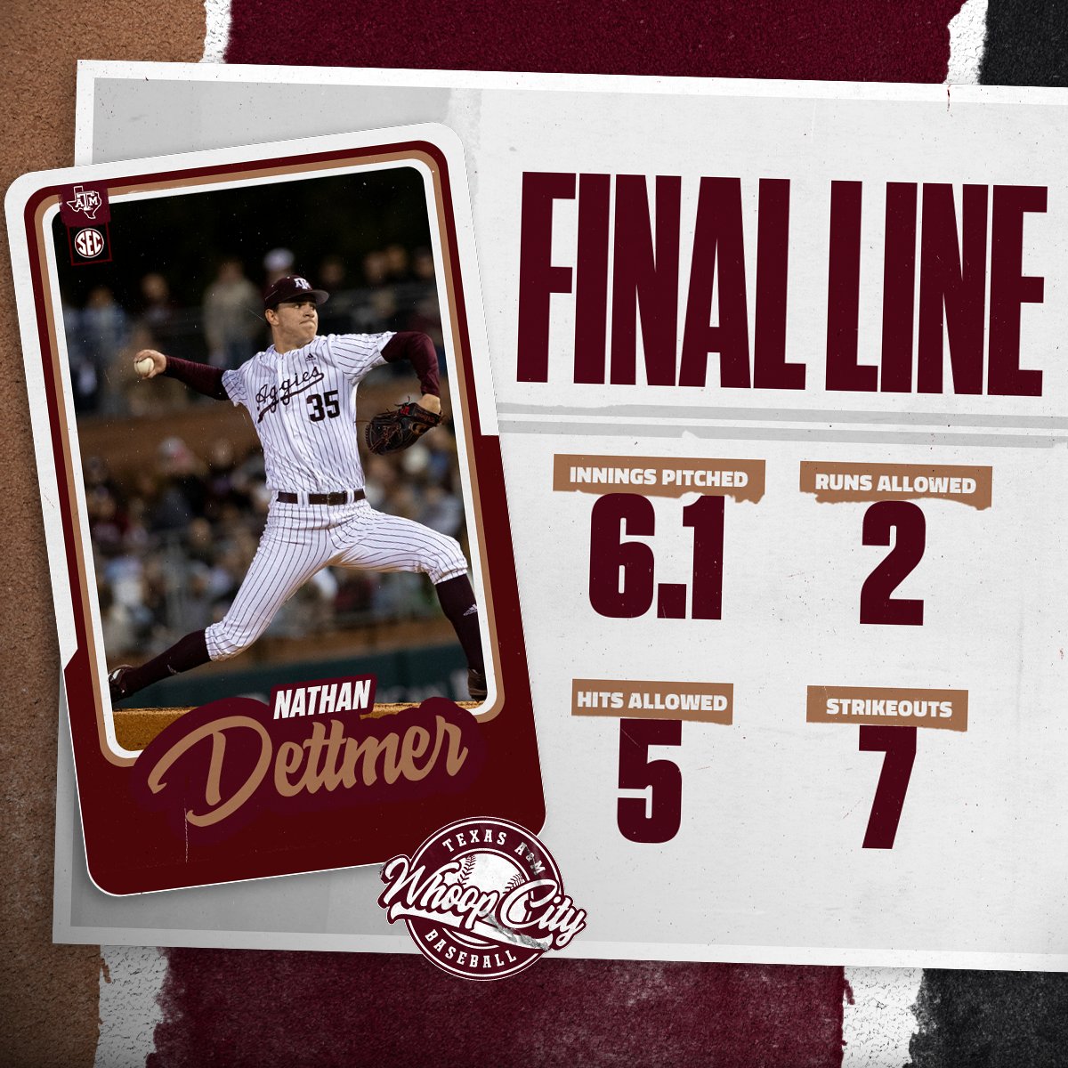 A job well done by <a href="/NDettmer21/">Nathan Dettmer</a>.

Dettmer finishes the night with seven strikeouts, tying his career-high.