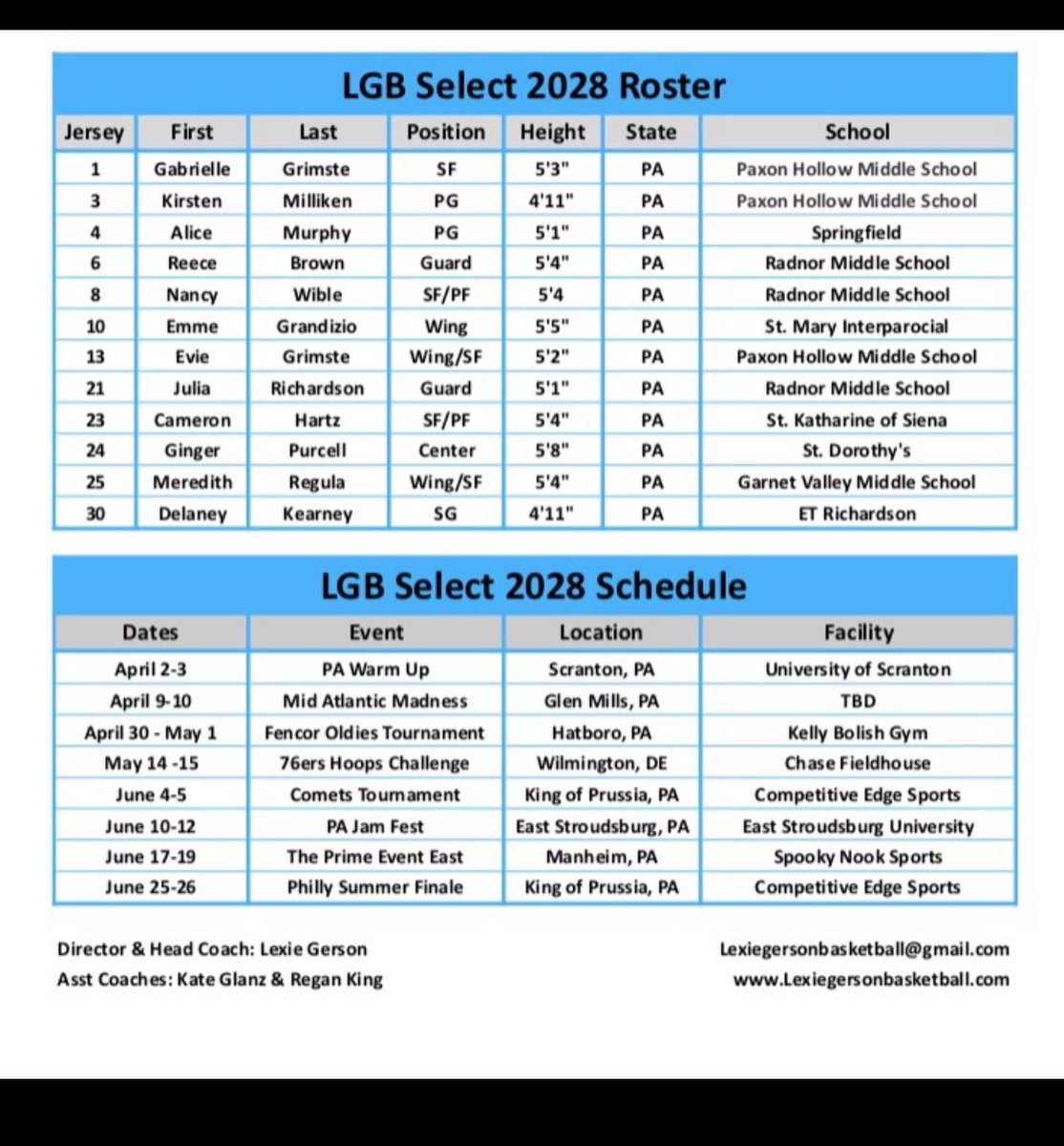🥁🥁🥁🥁🥁🥁 Please!#LGBSELECT2026 &amp; #LGBSELECT2028 ROSTERS &amp; SCHEDULES RELEASED BELOW! It’s going to be another epic AAU season with these talented squads! #HWNL