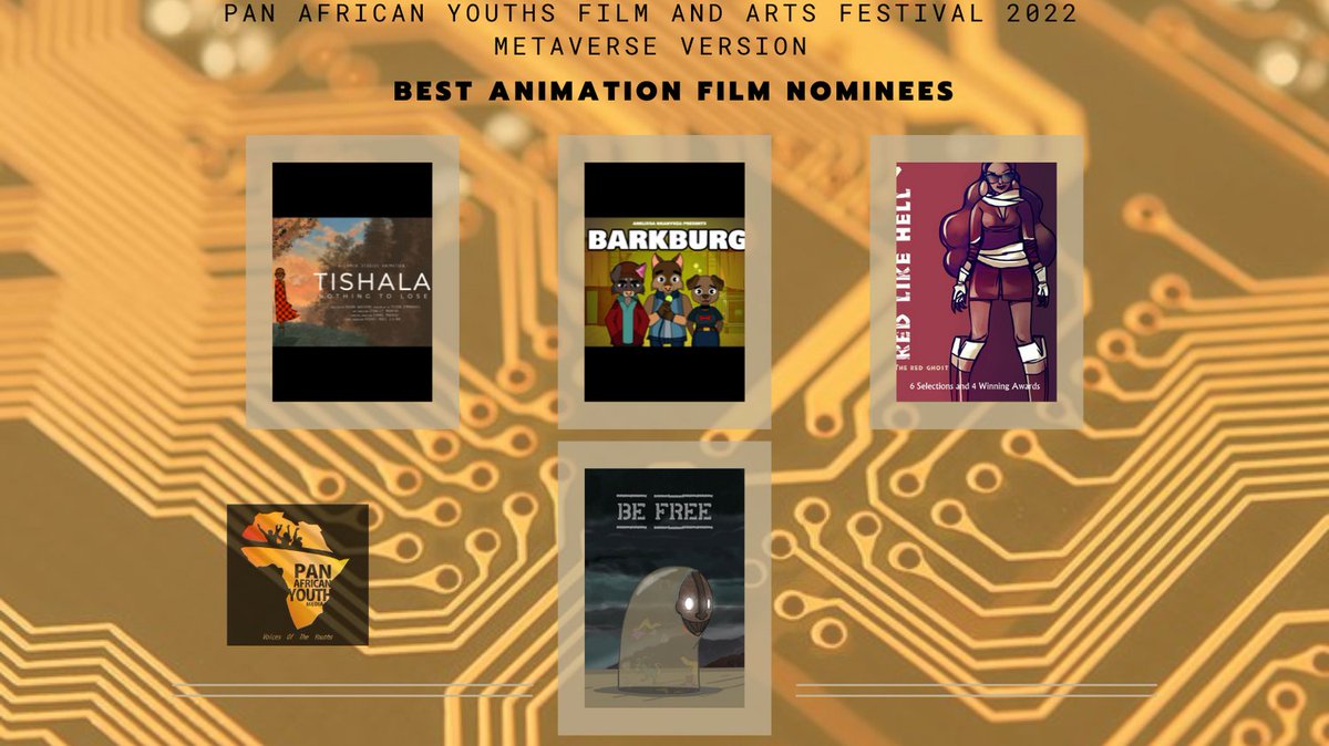 Nothing To Lose / Directed by Brian Wachira/ Kenya
Barkburg / Directed by Anelissa Nkanyuza / South Africa
Red like Hell : the red ghost/ Director hermann kayode / Benin
Be Free/ Director Samuel Owonte / Canada