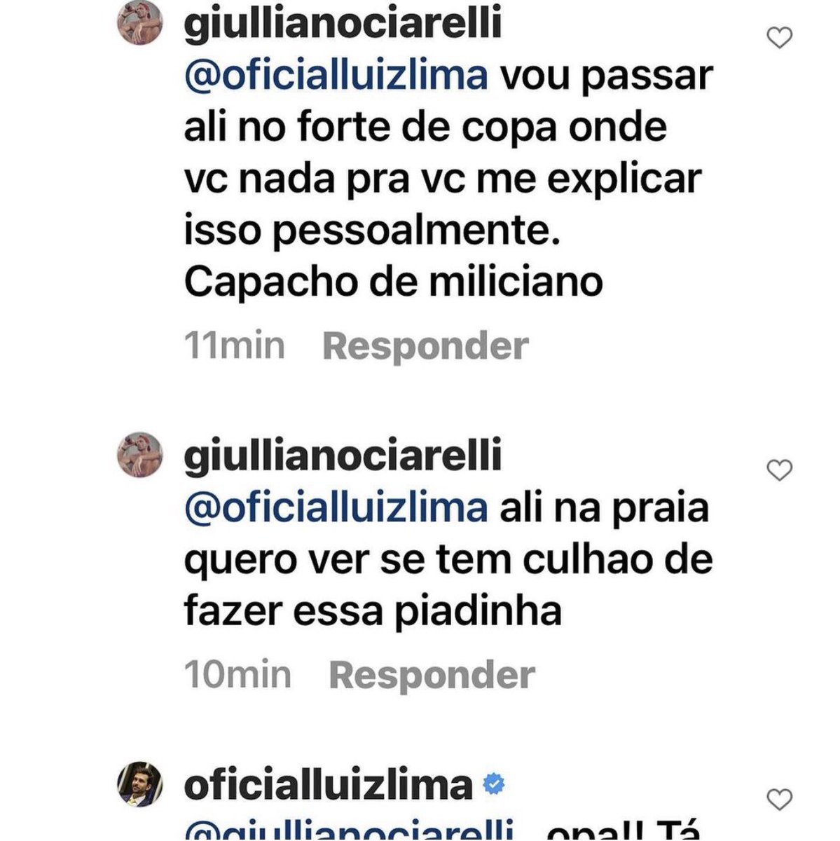 Oficialluizlima's tweet photo. Acabo de ser ameaçado por esse cidadão. Estarei no meu trabalho amanhã, como faço há 12 anos, e pela primeira vez me vejo ameaçado por um cidadão radical que deseja publicamente a morte do Presidente Bolsonaro, o chefe maior do nosso país! Ódio do Bem! https://t.co/IrgteElzYN