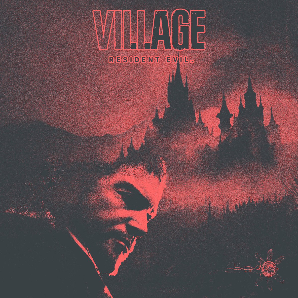 horizxns's tweet photo. Made this RE: Village design since I just finished the game - 🦇🏔🏰 (couldn’t decide which color I liked best) 
#ResidentEvil #graphicdesign https://t.co/fqlzf0Tkoz