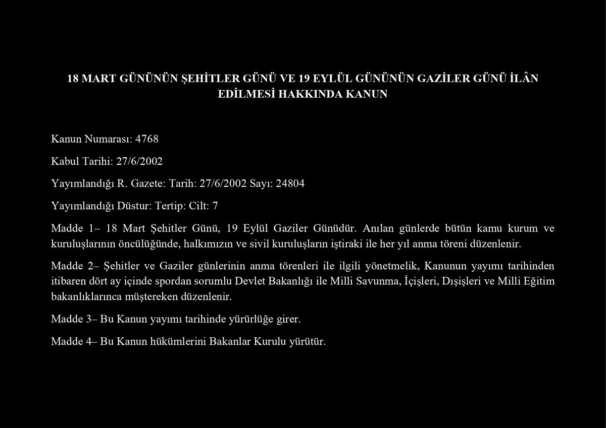 BurhanSAYILIR's tweet photo. TÜRKİYE'DE TEK ŞEHİTLER GÜNÜ 18 MART, TEK GAZİLER GÜNÜ 19 EYLÜLDÜR. BUNUN DIŞINDA ŞEHİTLER GÜNÜ, HAFTASI VEYA GAZİLER GÜNÜ VE HAFTASI YOKTUR. DEVLET YETKİLİLERİNİN DANIŞMANLARI VE KAMU KURUMLARININ SOSYAL MEDYA PAYLAŞIMLARINA DİKKAT ETMELERİ GEREKİR.
 ARTIK BUNA BİR SON VERİN... https://t.co/GJApP6p7VF