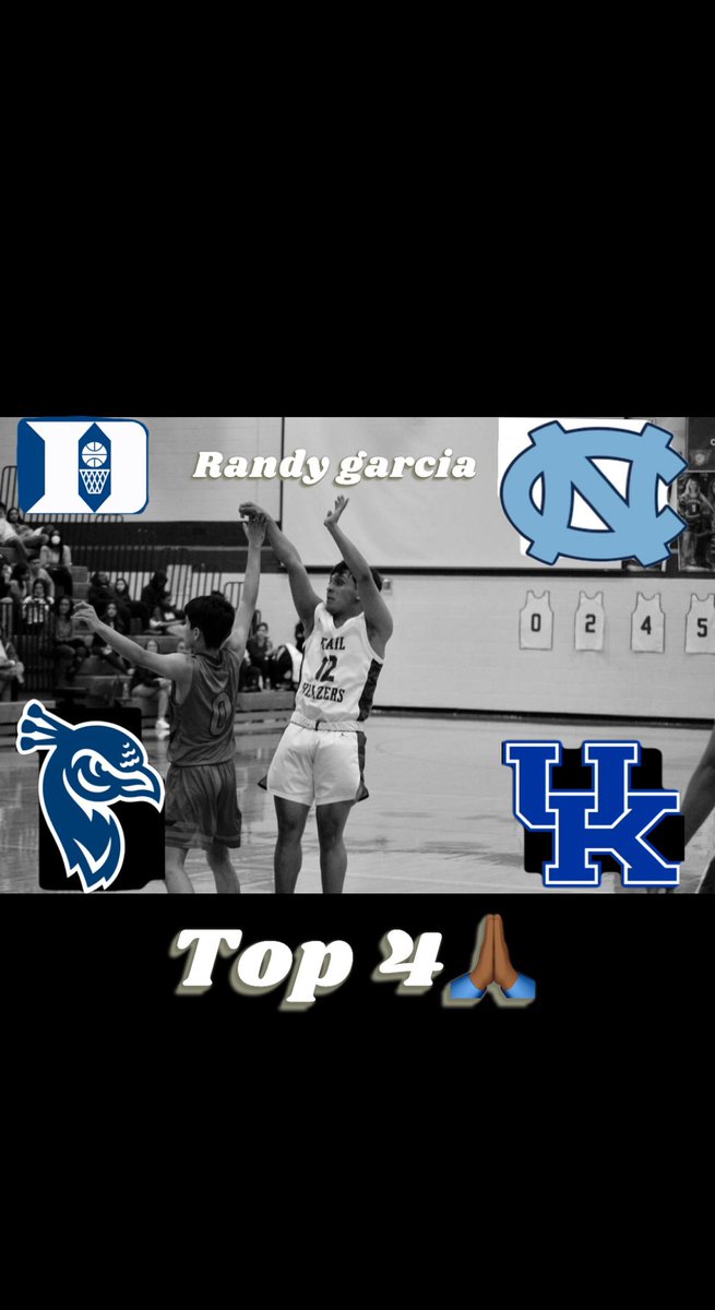Americas High School (@notblazernation) on Twitter photo Standout senior Randy Garcia has just announced his top 4‼️ Where will he go? 👀 <a href="/DukeMBB/">Duke Men’s Basketball</a> <a href="/saintpetersuniv/">Saint Peter's Univ.</a> <a href="/KentuckyMBB/">Kentucky Men’s Basketball</a> <a href="/UNC_Basketball/">Carolina Basketball</a> Standout senior Randy Garcia has just announced his top 4‼️ Where will he go? 👀 <a href="/DukeMBB/">Duke Men’s Basketball</a> <a href="/saintpetersuniv/">Saint Peter's Univ.</a> <a href="/KentuckyMBB/">Kentucky Men’s Basketball</a> <a href="/UNC_Basketball/">Carolina Basketball</a>