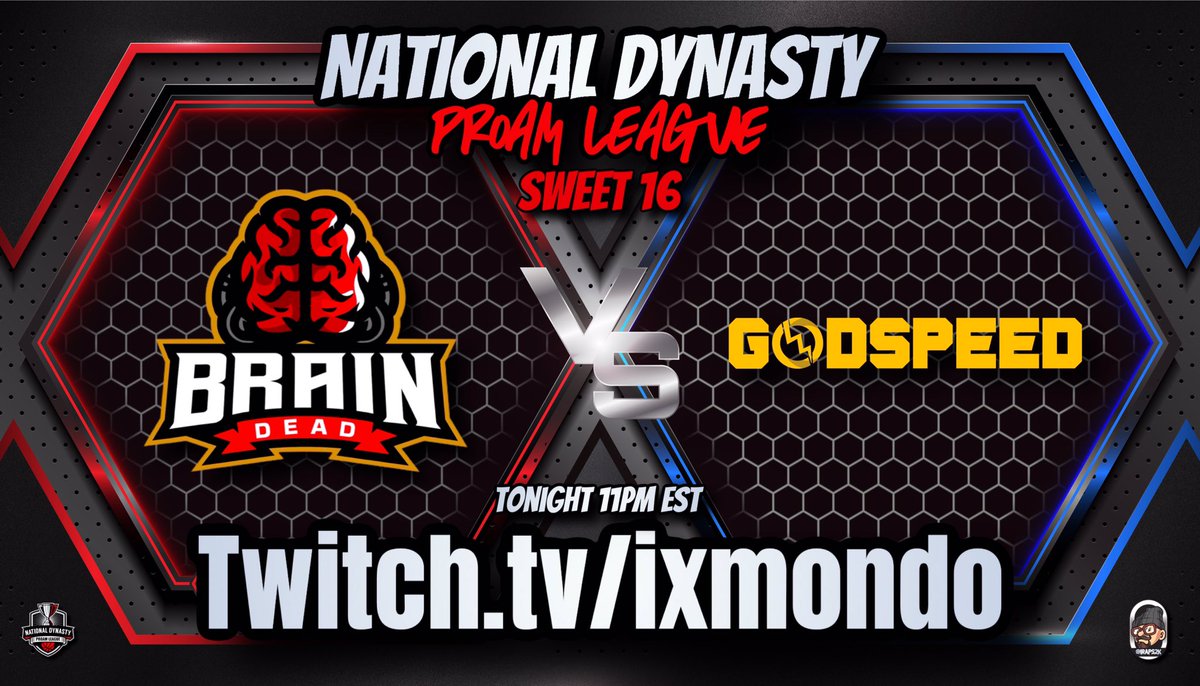 @gobraindead2k vs @GSGamingCrew in sweet 16 <a href="/NatDynastyPL/">National Dynasty Pro Am League</a> playoffs

♟@ChefToine11 
🎯<a href="/KillaCapalot_/">Killa 🖤</a> 
🗜<a href="/2kMondo_/">Mondo University ™️</a> 
🦍<a href="/SnagCulture/">Off Clybourn</a> 
🐎@iRaps2k 

@VE2KClan