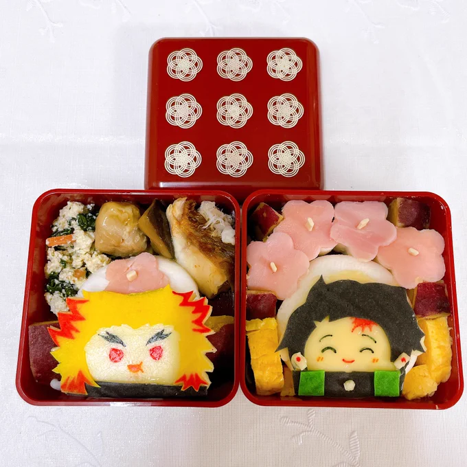 何年もやってるとさすがに今年はちょっと余力ができたので、ふわころちゃんたち用のミニ弁当も作った🫶 