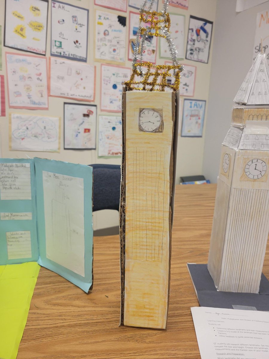 iEmListening's tweet photo. 5th grade students worked on a multiplication and division of fractions and decimals project. They had to research different landmarks, choose one to scale down, and build their chosen landmark according to their new measurements. So impressive!
@SWE_Explorers https://t.co/4laxiwcltr