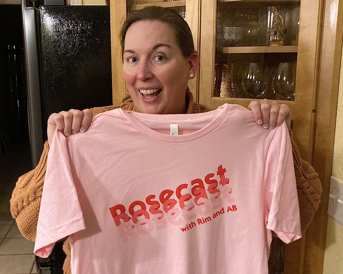DorothyInKS's tweet photo. It's here! It's here! Thanks again to Rim and AB @rosecastpodcast for my victory shirt. Still can't believe I won the #BachBracket ... and a little unsure what that win says about me and my taste in TV. 😆 https://t.co/alHwFzB2tj