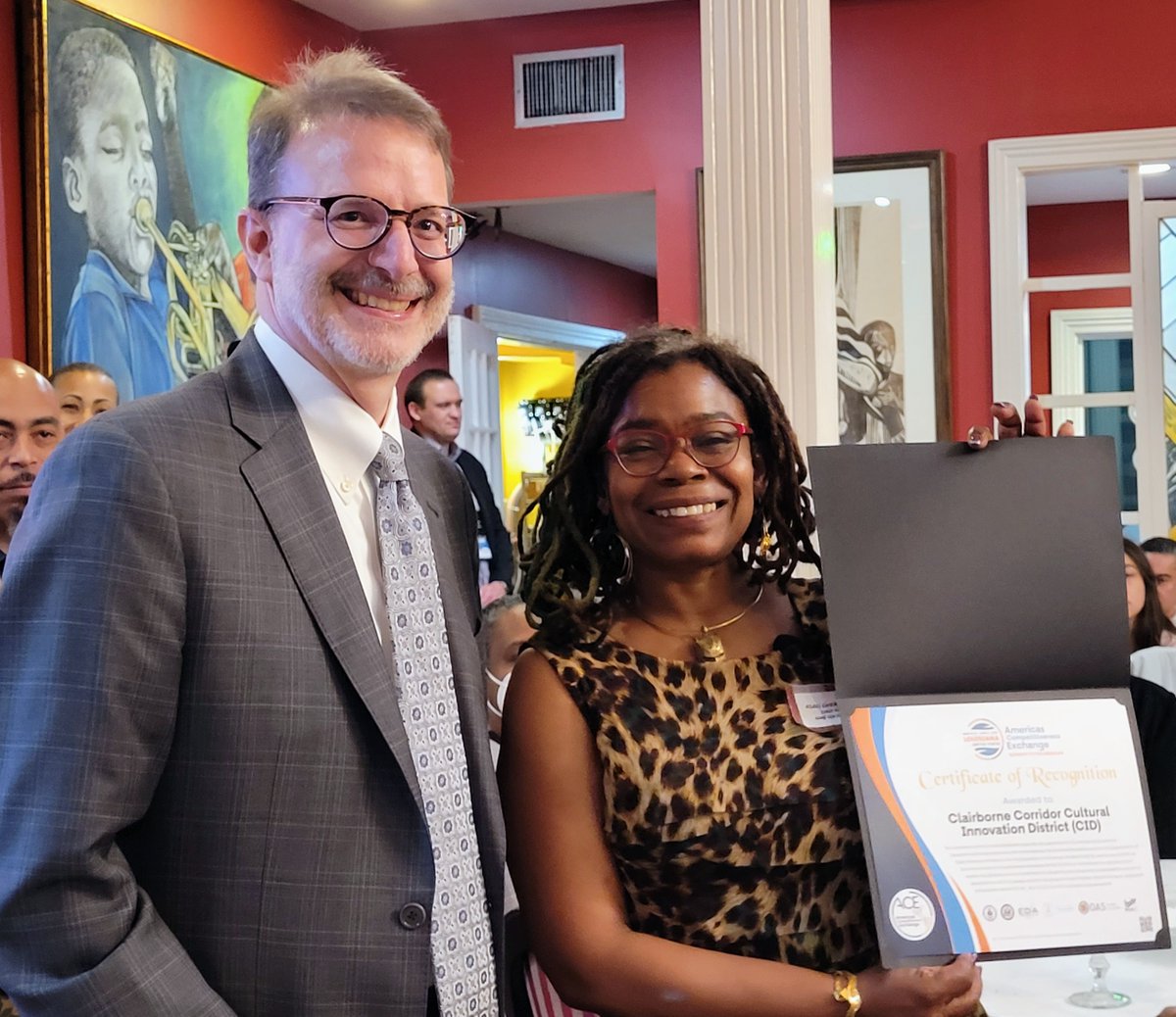 (3/5) The #ACXchange tour wrapped up with a visit to Claiborne Street Corridor to learn about its revitalization efforts, which was catalyzed with an $820,000 EDA grant in 2017. bit.ly/3riOljx