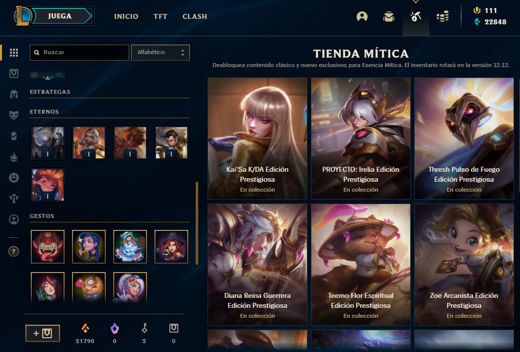 blazel0l's tweet photo. Buenas estoy vendiendo esta acc tiene casi todo los skines les faltan 10 aprox y el de Alistar negro, tiene todos los gestos, todos los champs y fue master 100 lp season anterior. Precio DMs https://t.co/ofpugzx0Ii