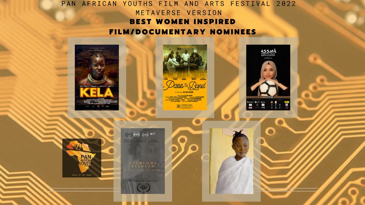 KELA/CISSY NALUMANSI/Uganda

Pass on the Band/ Olutobi Odunubi/Nigeria

Assmà porta il velo, gioca a calcio/Dimitri Feltrin/Italy

Overcome Beloved/Nthabiseng Mosieane/South Africa

Di Kombra Di Krai (Cry of a Mother)/FVMC Makeni, Sierra leone/Sierra Leone