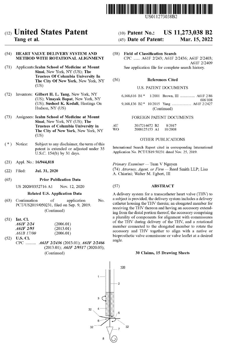 GilbertTangMD's tweet photo. Congrats @bapat_savrtavr @SusheelKodaliMD for our 1st joint patent on #commissuralalignment device in #TAVR #TMVR #TTVR and my 2nd patent. @LydiaTangPhD @MountSinaiNYC @MountSinaiHeart @HeartValveCntr @Columbia
https://t.co/FrYSsRtWye https://t.co/IbExQw4dJD