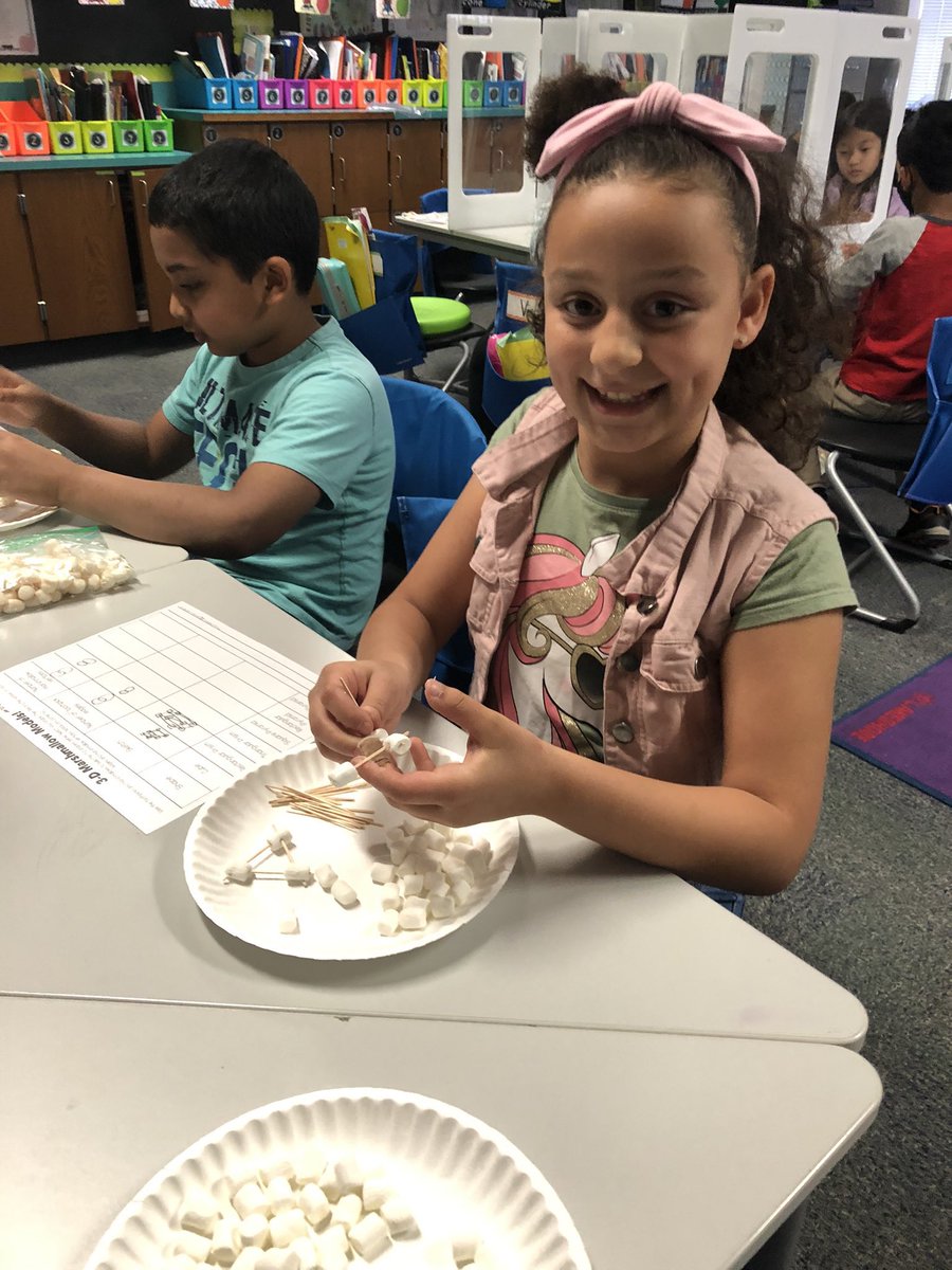 MsLShepherd's tweet photo. Creating 3D shapes with marshmallows! @DCEtrailblazers #75019Math https://t.co/ZWamiUEauZ