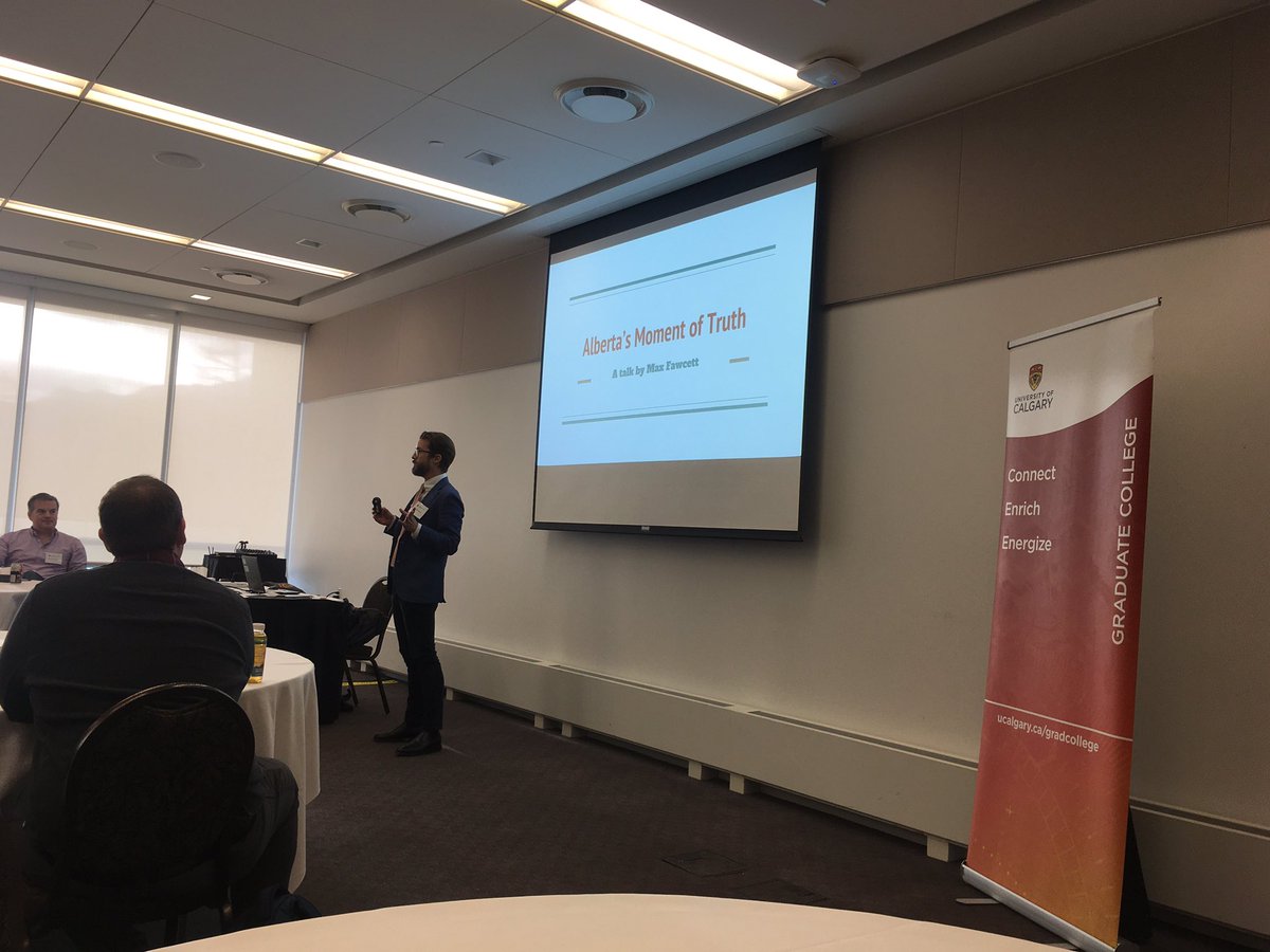 Interesting and nice talk by <a href="/maxfawcett/">Max Fawcett 🇨🇦🇨🇦🇨🇦🇨🇦🇨🇦</a> on Alberta moment of the truth. Thank you @TheGradCollege and @jdwasmuth for organizing this amazing event.