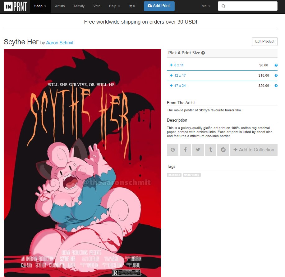 「GOOD NEWS! The Scythe Her poster is now 」|Aaron Schmitのイラスト