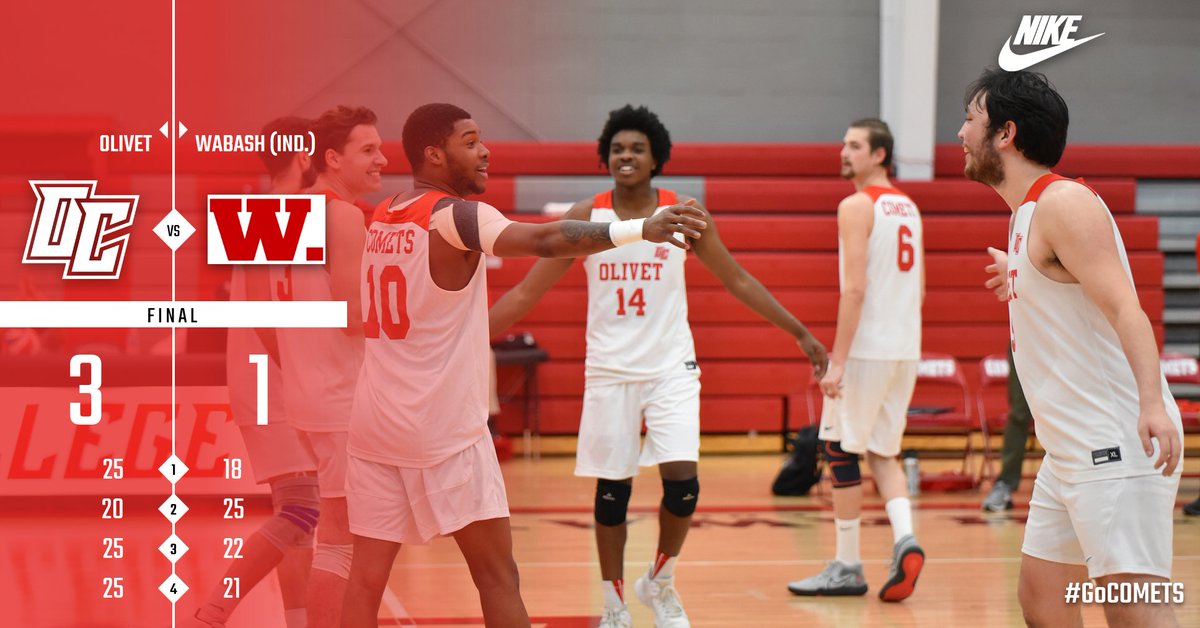 Kai Hartman and Everett Haynes broke the single-match school record with 26 kills and 56 set assists, respectively, to lead the men's volleyball team to a four-set win over Wabash.

READ -- olivetcomets.com/sports/mvball/…

#GoCOMETS #OCNation #d3mvball
