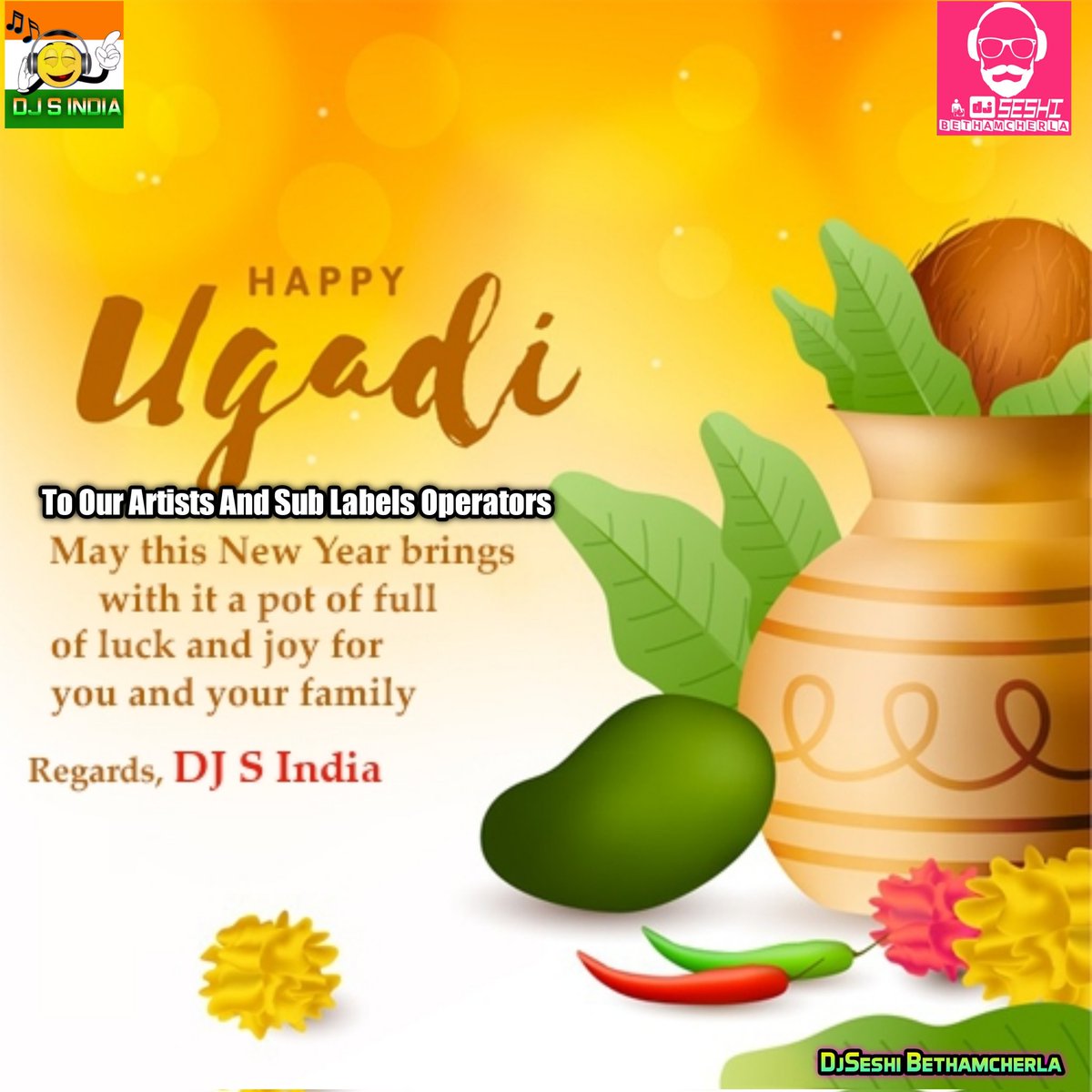 djseshi's tweet photo. Happy Ugadi My Dear Viewer's And Subscribers And Our Artists And Sub Labels Operators 💐💐

#ugadi #happyugadi #djseshibethamcherla #djsindia #MusicDistributor https://t.co/8vGxjshg5Y