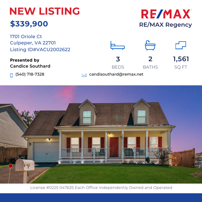 SouthardCandice's tweet image. Adorable cape cod with full covered front porch! Main level has primary bedroom - full bath - family room, kitchen - laundry and deck &amp;amp; gara...

Click here for details:
remax.com/VA/CULPEPER/ho…