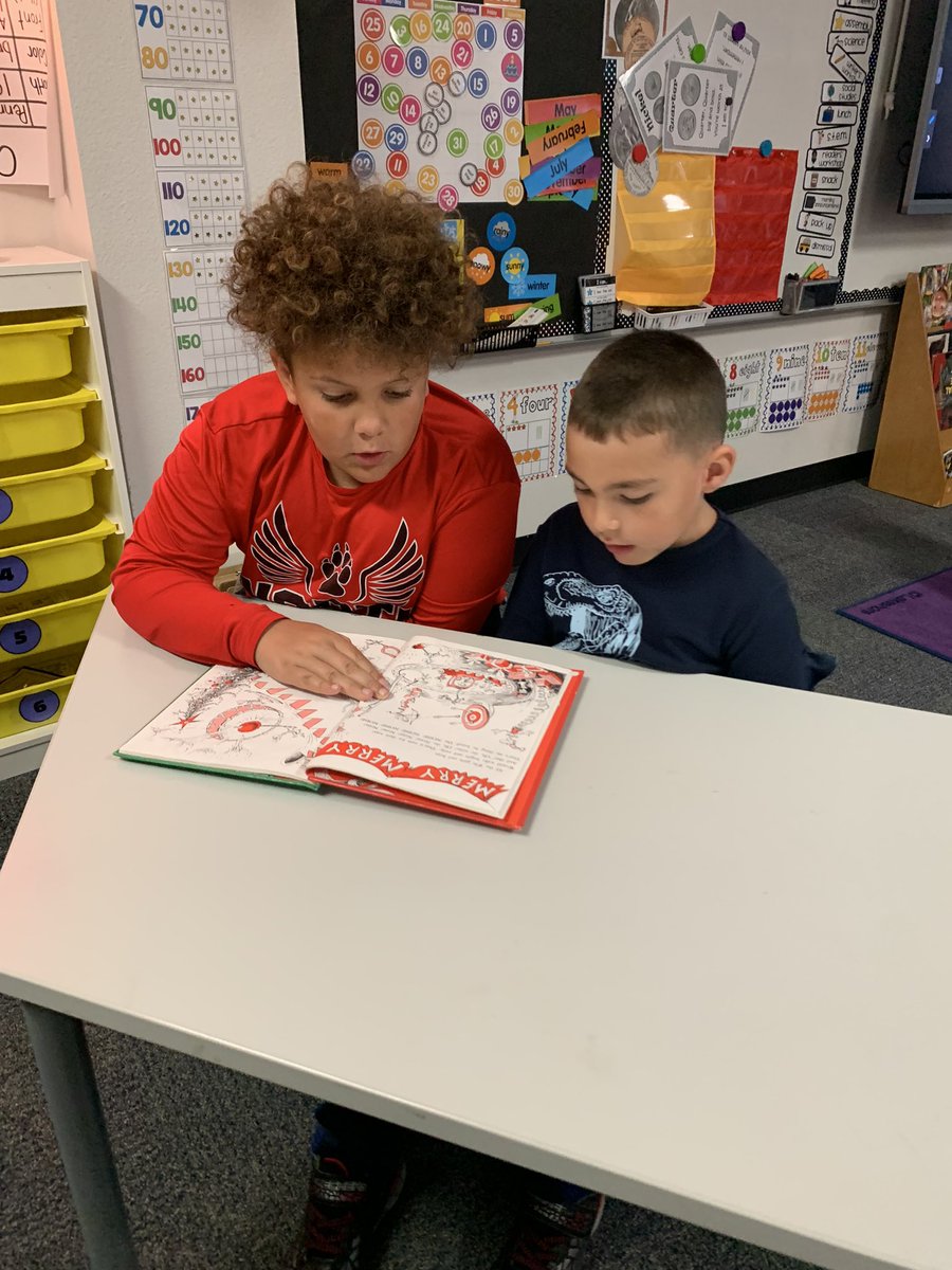 MrsFreeman3rd's tweet photo. We loved reading to our kinder buddy class today!!! @AspenEibertDCE @DCEtrailblazers https://t.co/xzmNKoSeu3