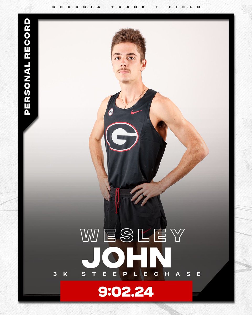 UGATrack's tweet photo. #Dawgs under the lights: Wesley Johns placed 5th in the Men’s 3K Steeplechase — His time of 9.02.24 is a new personal best and was just .24 shy of the Georgia Top-10 list🔥. 

#GoDawgs #FLRelays https://t.co/0G7x4E3EeJ