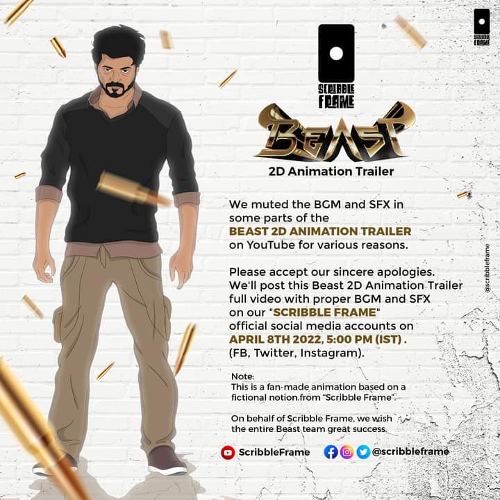 saravan53727317's tweet photo. Stay Tuned for Beast 2D Animation Trailer in Scribble Frame official pages of Fb, Twitter & Instagram. Video from 8th April 2022, 5:00PM (IST)
Now video available on YouTube: https://t.co/172DlMfie3
#Vijay #ThalapathyVijay #BeastTrailer #BeastTeaser #ScribbleFrame #animation https://t.co/0RbsXOCJVo