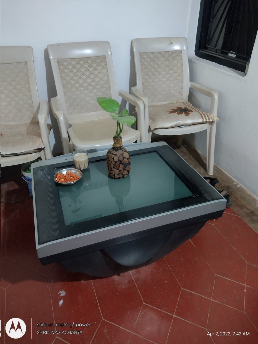 Creativity is just an extension of your thought..I mad use of an old TV as a tea table..