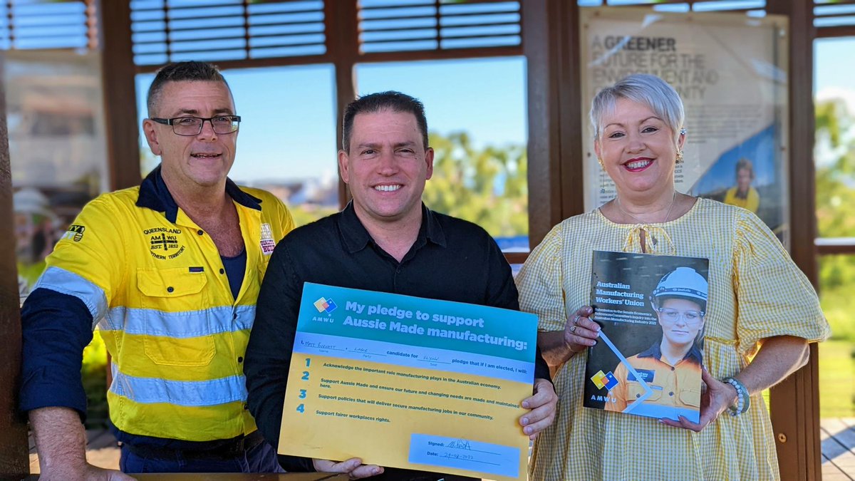 theamwu's tweet photo. Thanks @MattBQLD for supporting Aussie Made! Making and maintaining things here means good, secure jobs for generations to come. #SupportAussieMade https://t.co/5J739Pm1ca