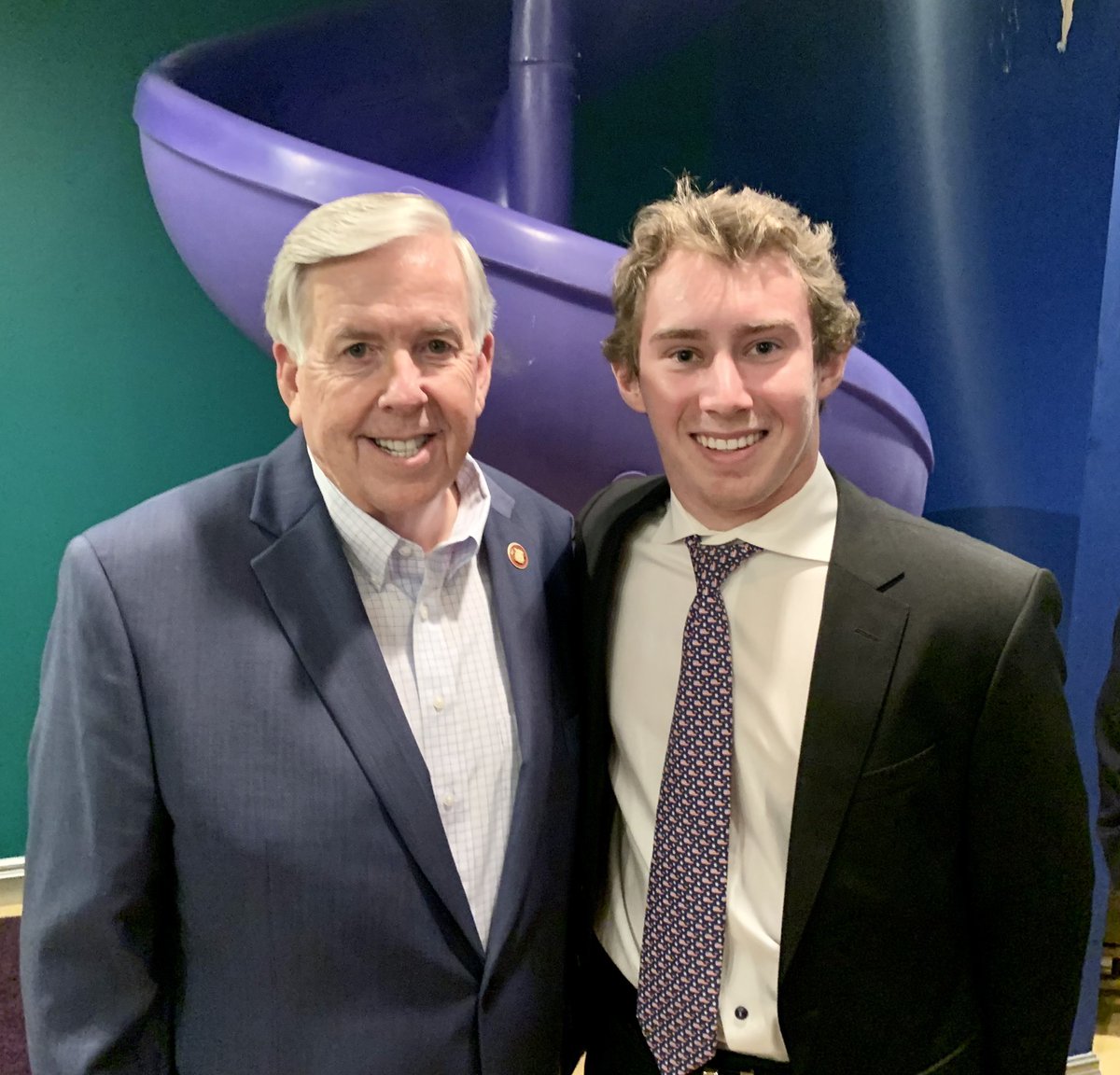 RacingSpike's tweet photo. Great to talking @USF2000 @TeamCooperTire #racing with the Governor @mikeparson of the great #stateofmissouri 🏎 yep he’s a former member of a pit crew and loves a great race - #stlmade #missourimade #IgniteAutosport #Turn3Motorsport https://t.co/eXcMNpT8SB